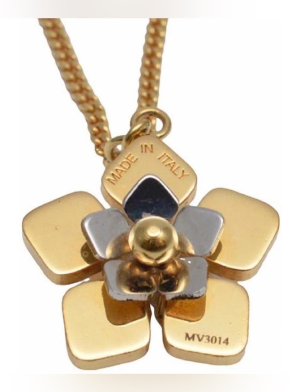 Fendi Blossom Two-Tone Flower Necklace- 
Gold, Silver